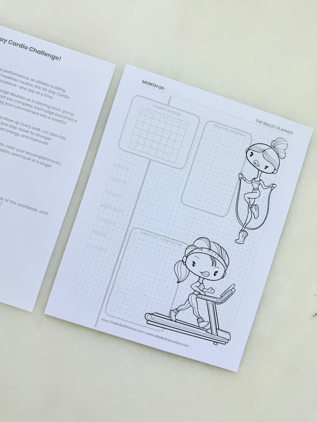 30-Day Cardio Challenge Coloring Planner &amp; Tracker (Digital Download)