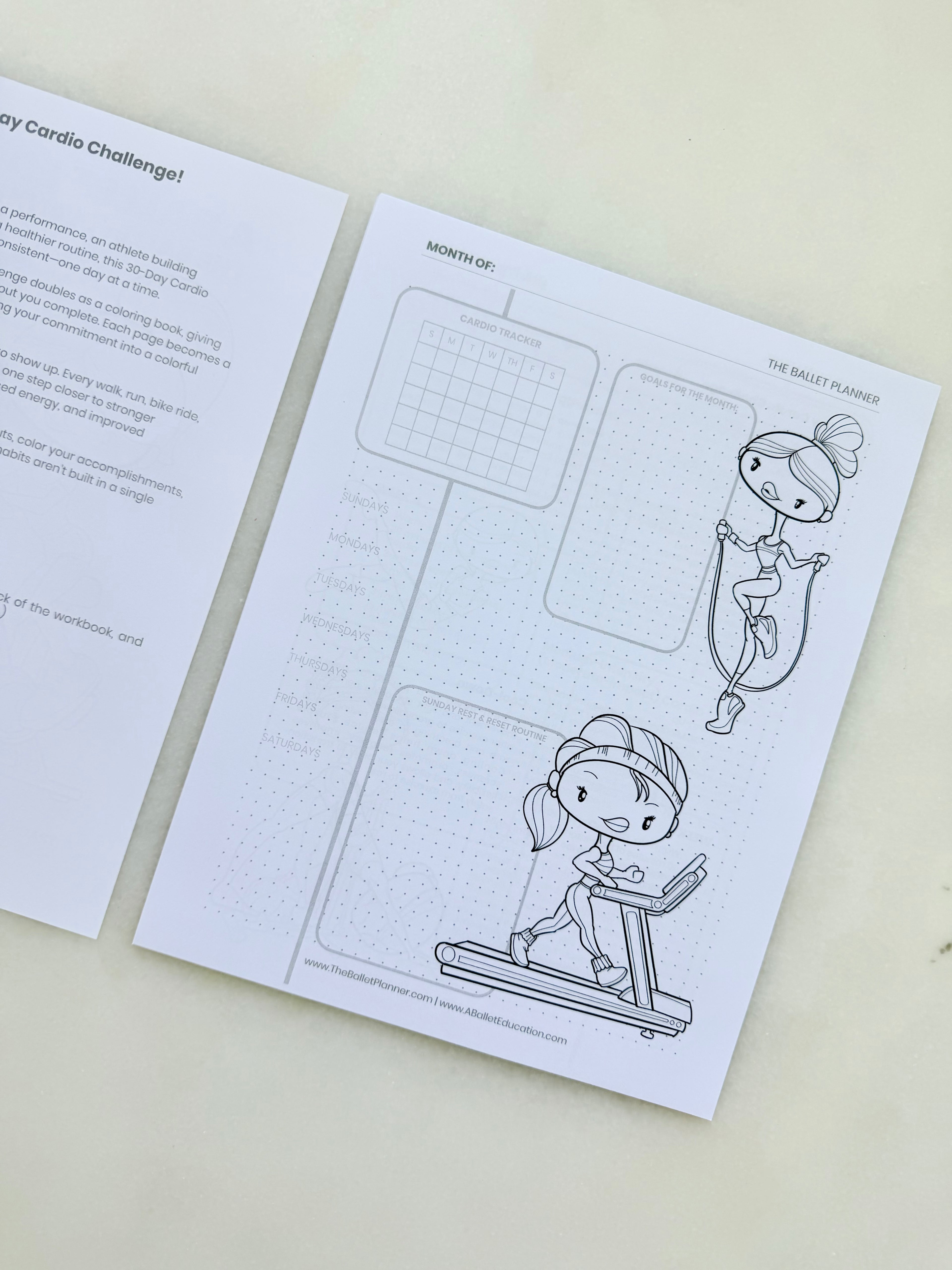 30-Day Cardio Challenge Coloring Planner &amp; Tracker (Digital Download)